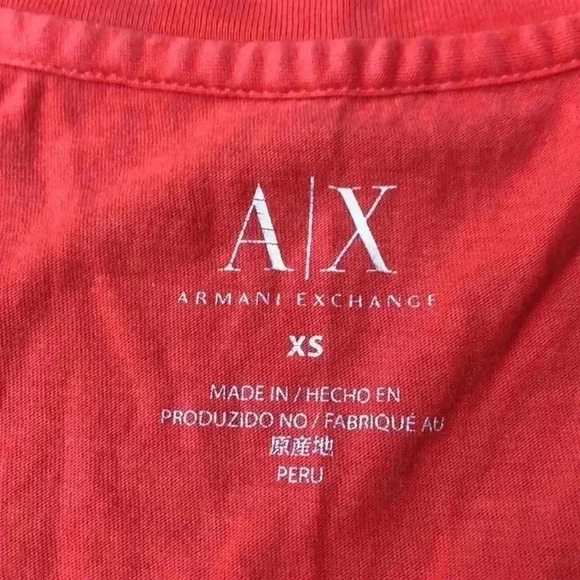 🌸3/$30🌸ARMANI Exchange | Orange cotton v neck t-shirt - Picture 4 of 5